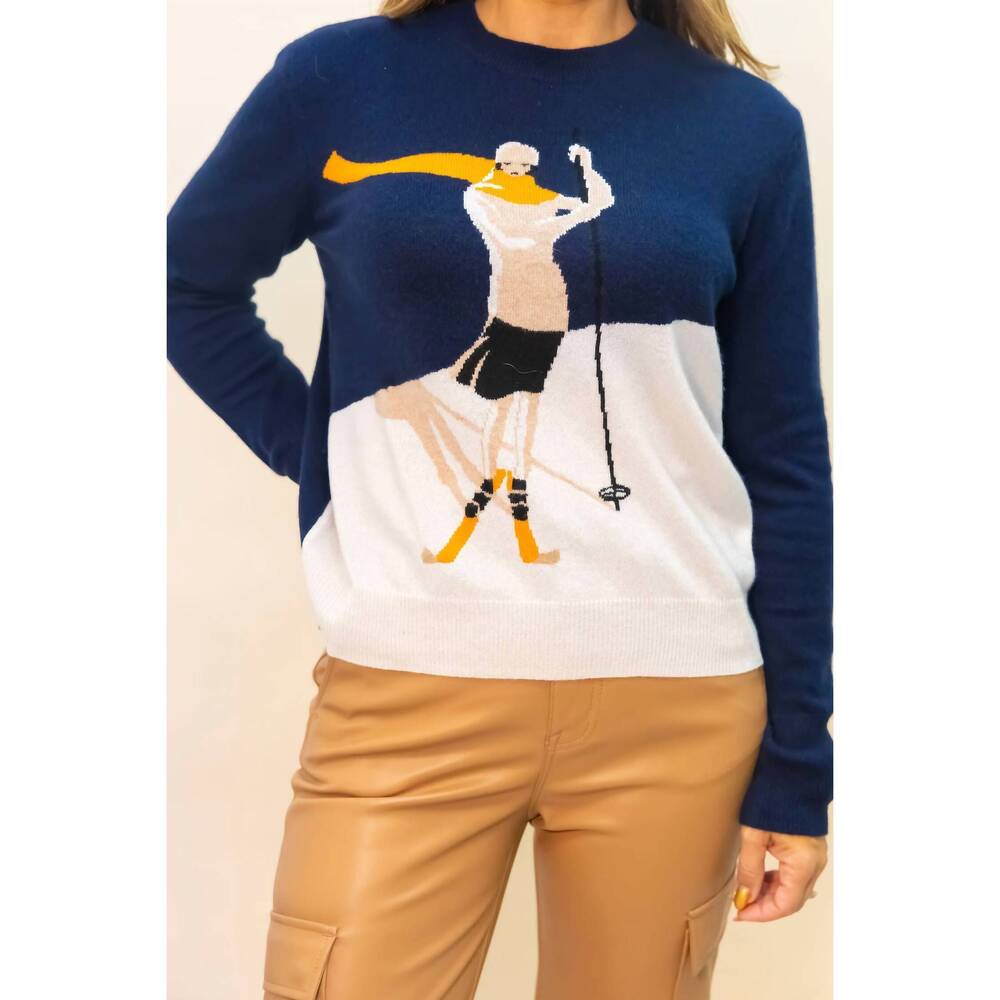 NEW AUTUMN CASHMERE vintage ski cashmere sweater in navy - Picture 2 of 3